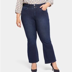 NYDJ Ava Ankle Flare Blue Dark Wash High Rise Paneled Jeans Plus Size 28W